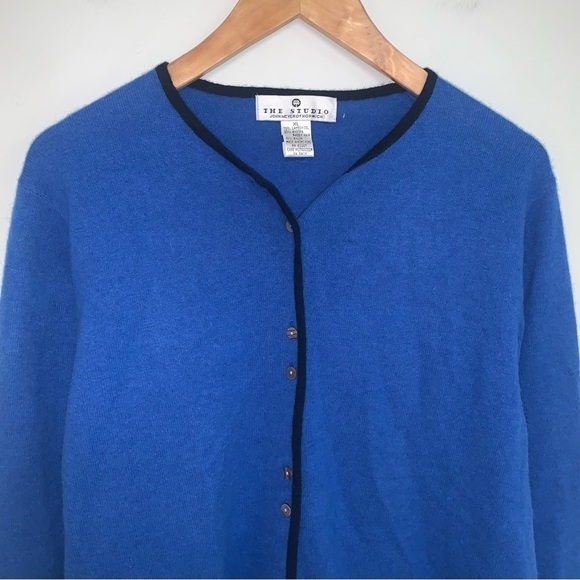 The Studio John Meyer of Norwich Vintage Cardigan Women Size XL Blue Wool Angora - Picture 3 of 8